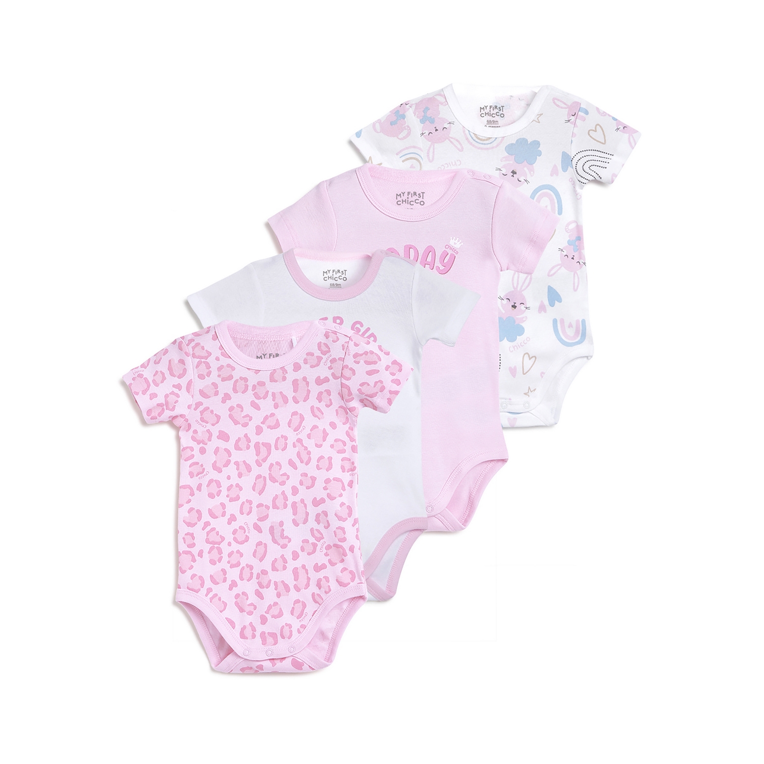 Infants Multicolor Printed Bodysuit (Pack Of 4)-Pink